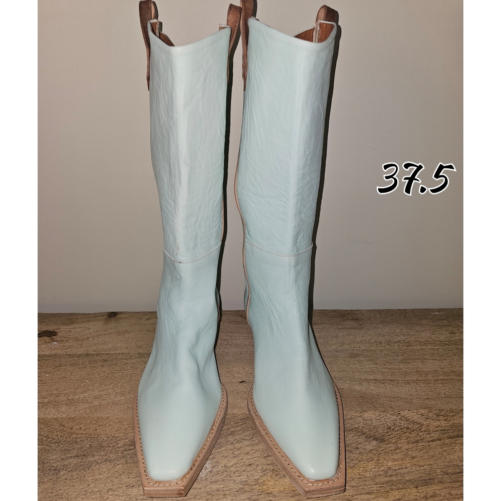 Free People WE THE FREE Montage Tall Boots Cactus Milk Leather - Picture 7 of 16